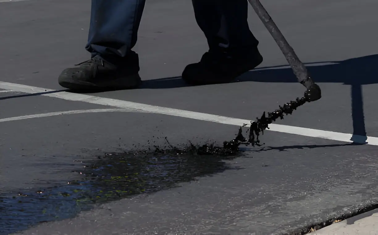 A concrete pothole