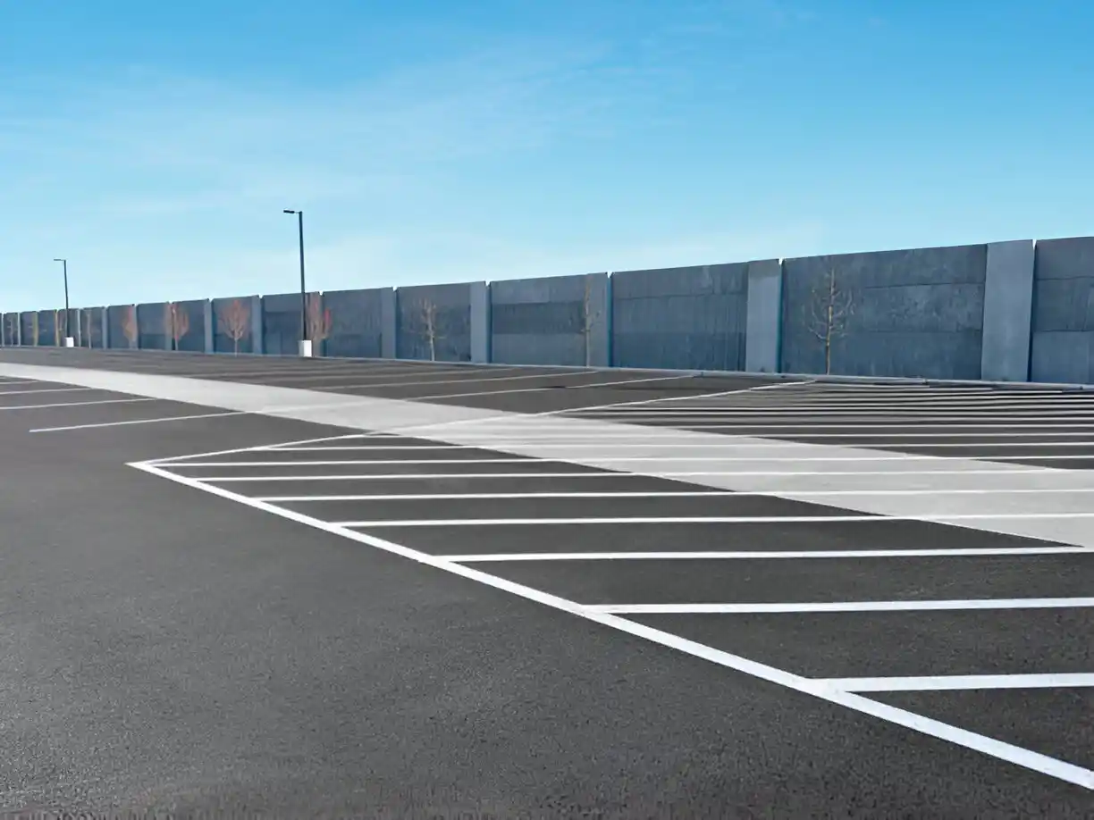 A black and yellow striped speed bump.